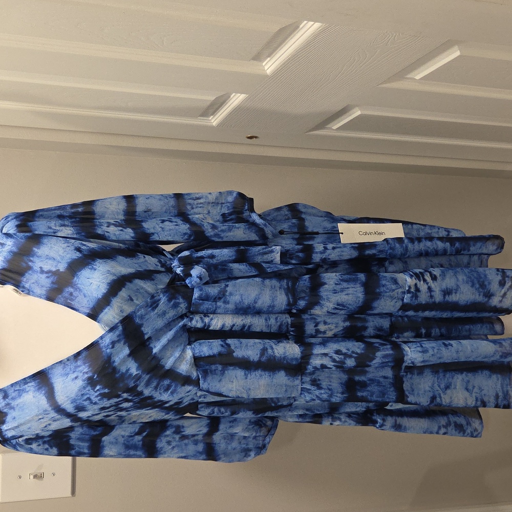 Calvin Klein Blue Tie-Dye Dress